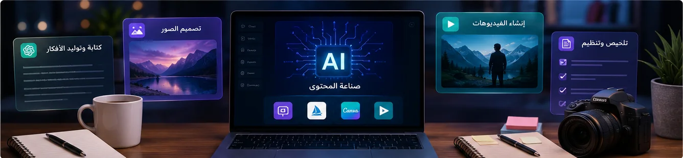 أدوات الذكاء الاصطناعي لصناعة المحتوى والكتابة والتصميم