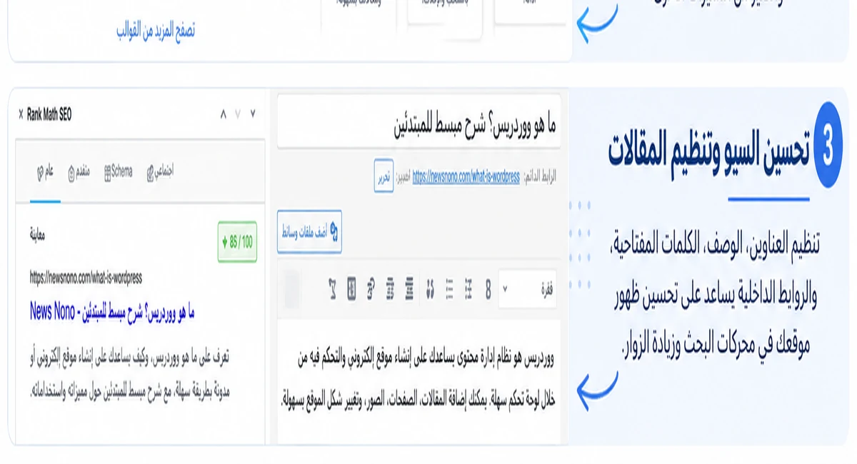 تحسين سيو ووردبريس وتنظيم المقالات