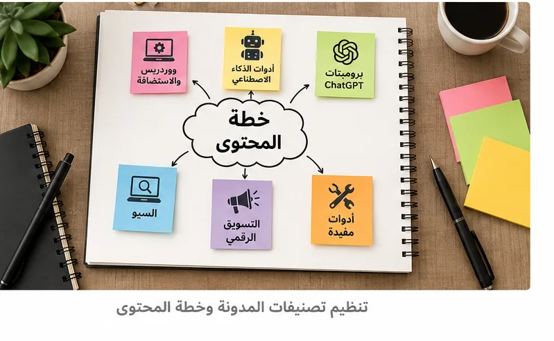 تنظيم تصنيفات المدونة وخطة المحتوى