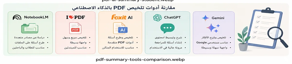 مقارنة أدوات تلخيص PDF بالذكاء الاصطناعي