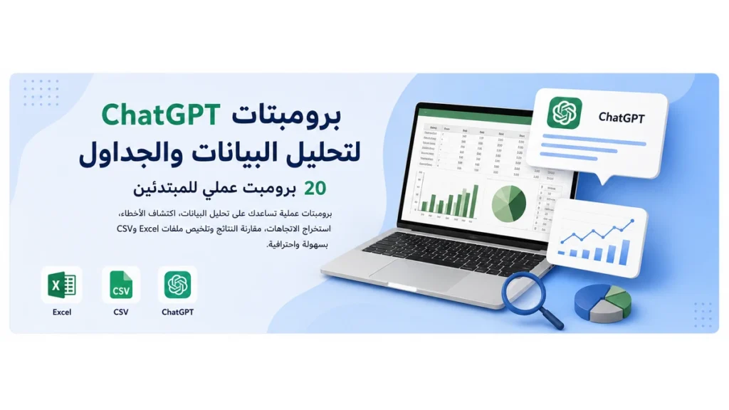 برومبتات ChatGPT لتحليل البيانات والجداول وملفات Excel وCSV للمبتدئين