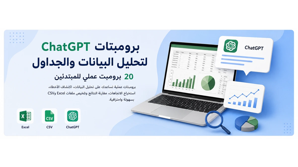 برومبتات ChatGPT لتحليل البيانات والجداول وملفات Excel وCSV للمبتدئين