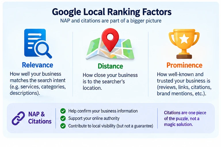 عوامل ترتيب Google المحلي Relevance Distance Prominence